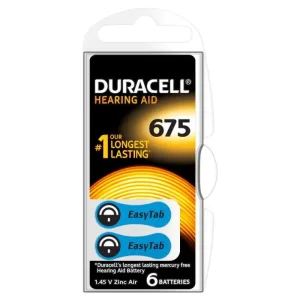 Baterii pentru aparat auditiv ZA675, 6 bucati, Duracell