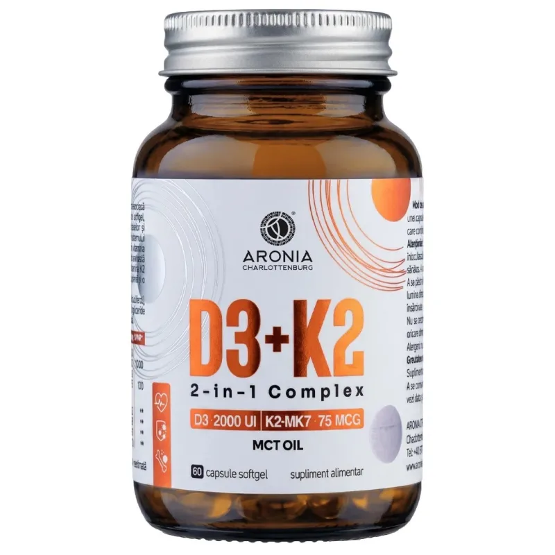 Vitamina D3+K2 Complex 2in1, 60 capsule, Aronia Charlotenburg Aronia Charlottenburg — preț și oferte