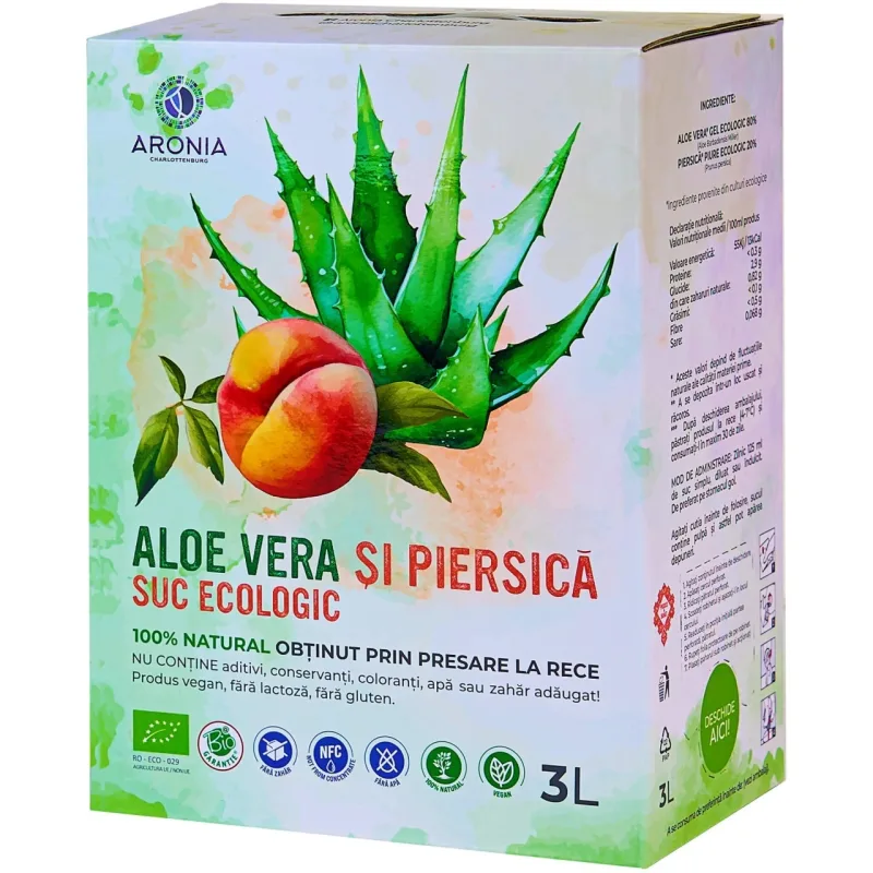 Suc de Aloe Vera si Piersica Eco, 3L, Aronia Charlottenburg — preț și oferte