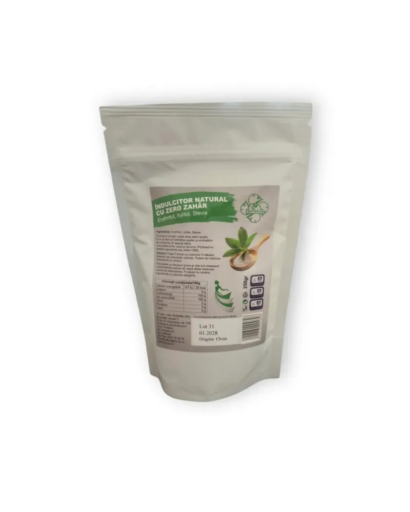 Indulcitor natural cu zero zahăr, Erythriol, Xylitol, Stevia, 250g, Bis-Nis — preț și oferte