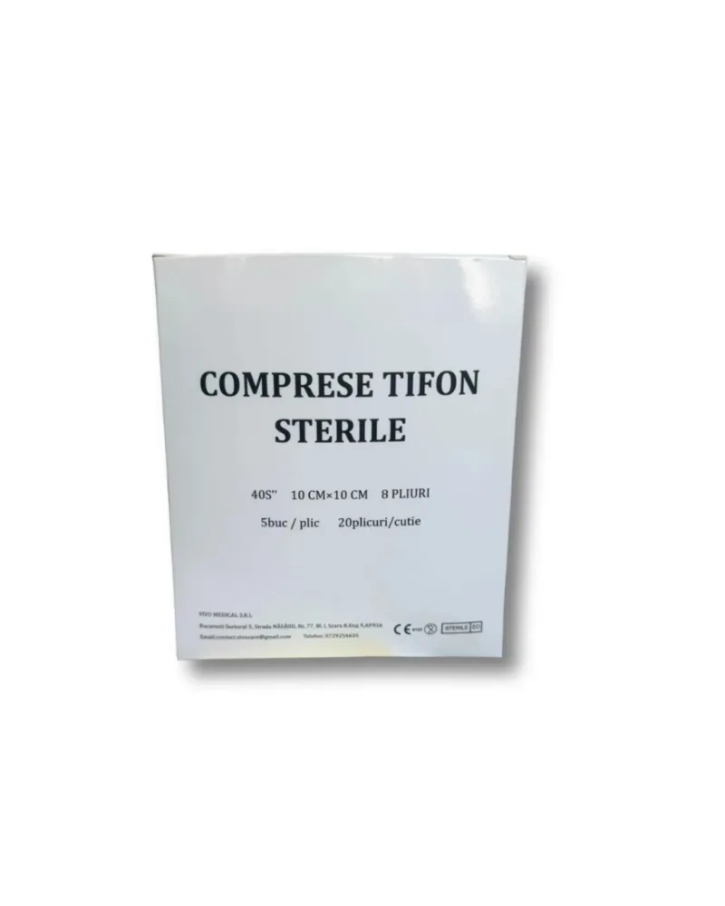 Comprese sterile tifon 10cm x 10cm, 20 bucăți, Vivo Medical — preț și oferte