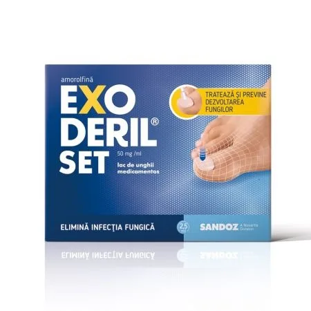Exoderil Set lac de unghii medicamentos, 50 mg/ml, 2.5 ml, Sandoz — preț și oferte