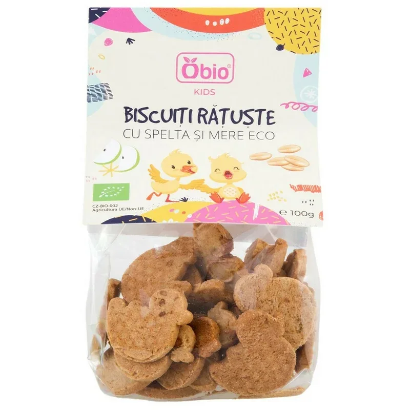 Biscuiti ratuste cu spelta si mere bio, +1an, 100g, OBio — preț și oferte