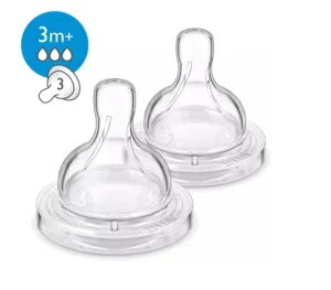 Tetina anticolici din silicon cu 3 orificii 3luni+ SCF633/27, 2 bucati, Philips Avent