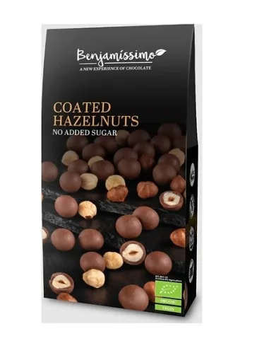 Alune de padure invelite in ciocolata cu praline, bio, 60g, Benjamissimo — preț și oferte