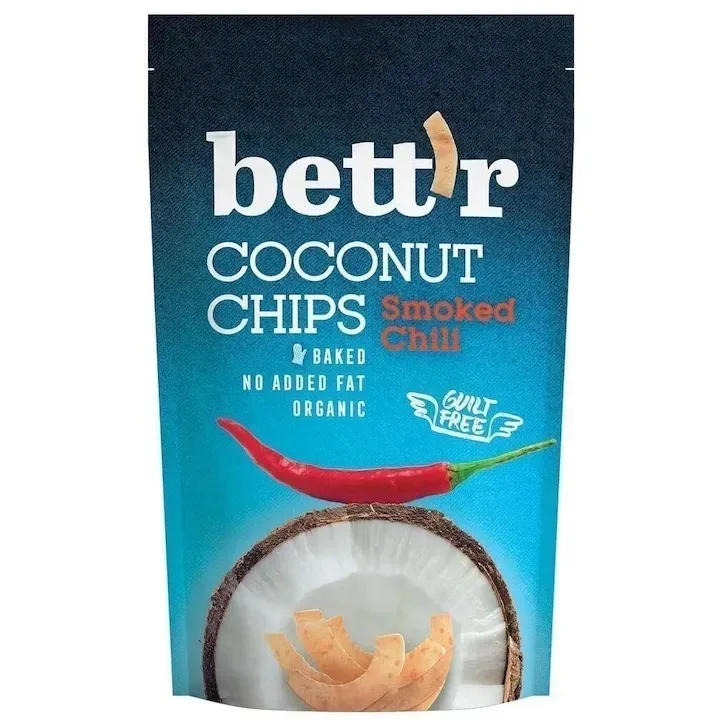 Chips cocos cu chilli bio, 70g, Bett'r — preț și oferte