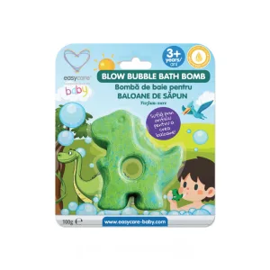 Bombe de baie cu efect baloane sapun Dinozaur cu parfum de mere, EASY00301, Easycare Baby