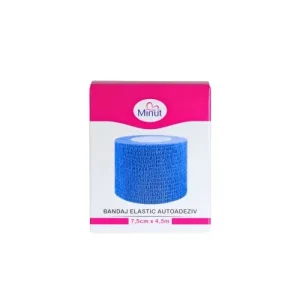 Bandaj elastic autoadeziv albastru, 7,5cm x 4,5m, Minut
