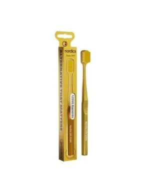 Perie dinti adulti Premium din bambus, 12000, super-moale, auriu, Nordics