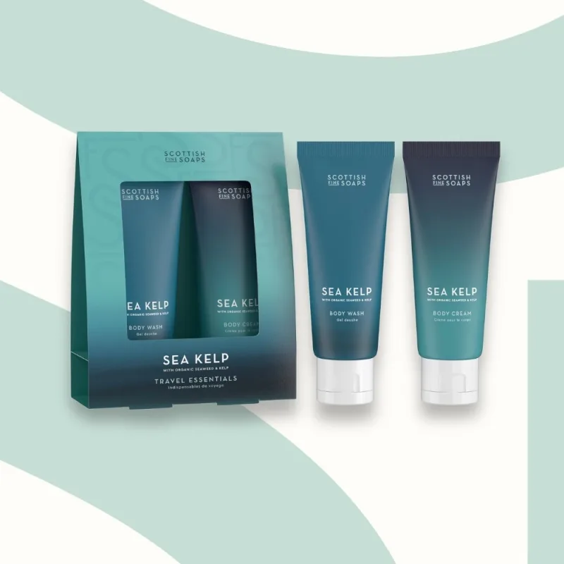 Set Gel dus cu iarba de mare si alge marine 75ml + Crema corp 75ml Sea Kelp, Scottish Fine Soaps — preț și oferte