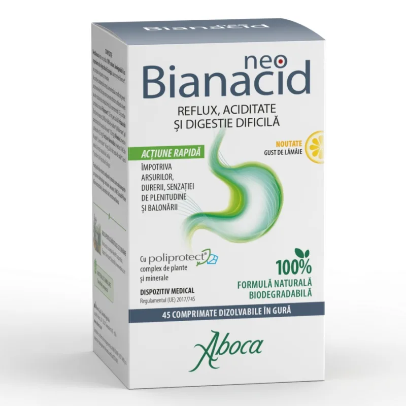 Neobianacid cu aroma de lamaie, 45 tablete maticabile, Aboca — preț și oferte