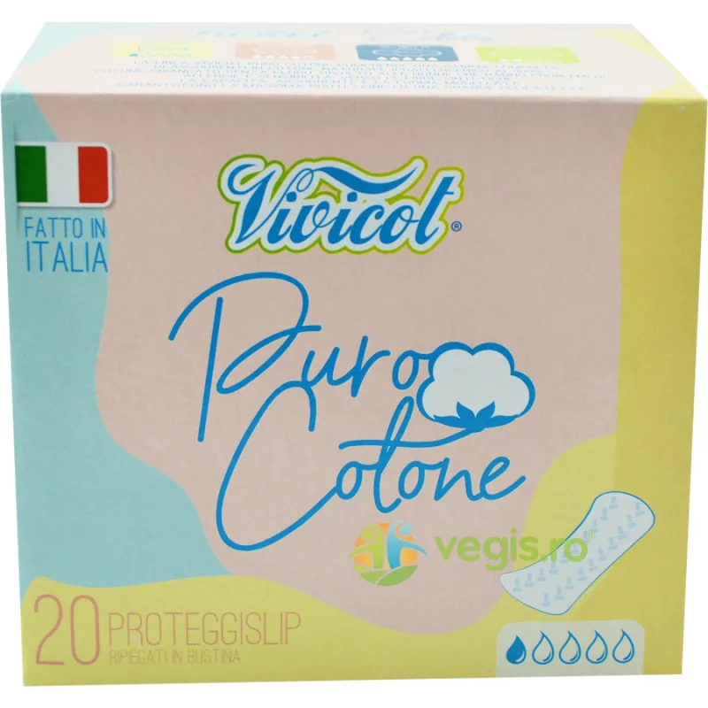 Protej Slip Ultra Subtire din Bumbac Hipoalergenic Puro Cotone 20buc VIVICOT — preț și oferte
