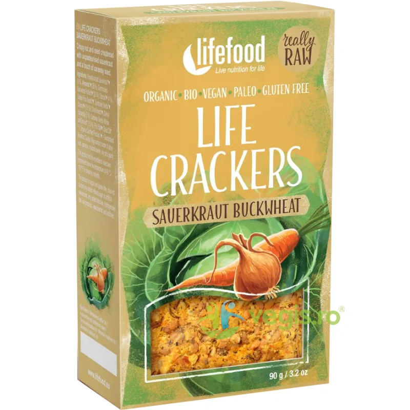 Crackers cu Varza Murata Raw fara Gluten Ecologici/Bio 90g LIFEFOOD — preț și oferte