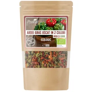 Ardei Gras Uscat in 2 Culori (Rosu si Verde) Ecologic/Bio 60g