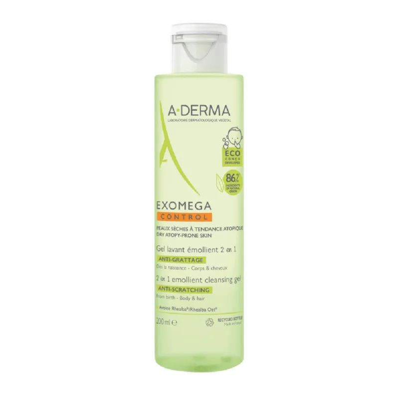 Gel de curatare 2-in-1 piele uscata cu tendinta atopica Exomega Control, 200ml, A-Derma — preț și oferte
