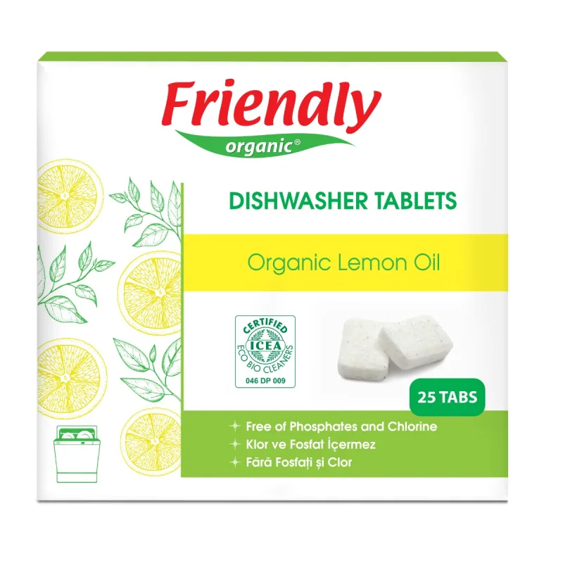 Detergent pentru masina de spalat vase, 450g x 25 tablete, Friendly Organic — preț și oferte