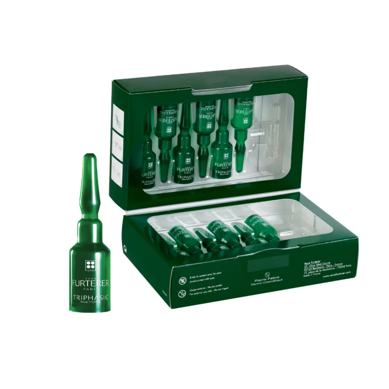 Tratament impotriva caderii parului Triphasic Reactional, 12 fiole*5 ml, Rene Furterer — preț și oferte
