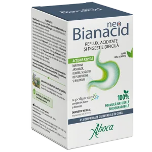 NeoBianacid cu poliprotect pentru aciditate si reflux, 45 comprimate, Aboca