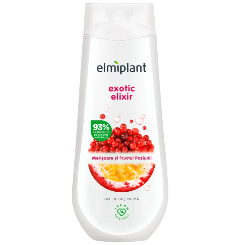 Gel de dus crema cu merisoare si fructul pasiunii Exotic Elixir, 750ml, Elmiplant — preț și oferte