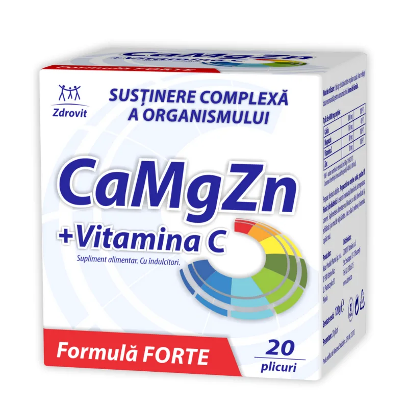 CaMgZn + Vitamina C, 20 plicuri, Zdrovit — preț și oferte