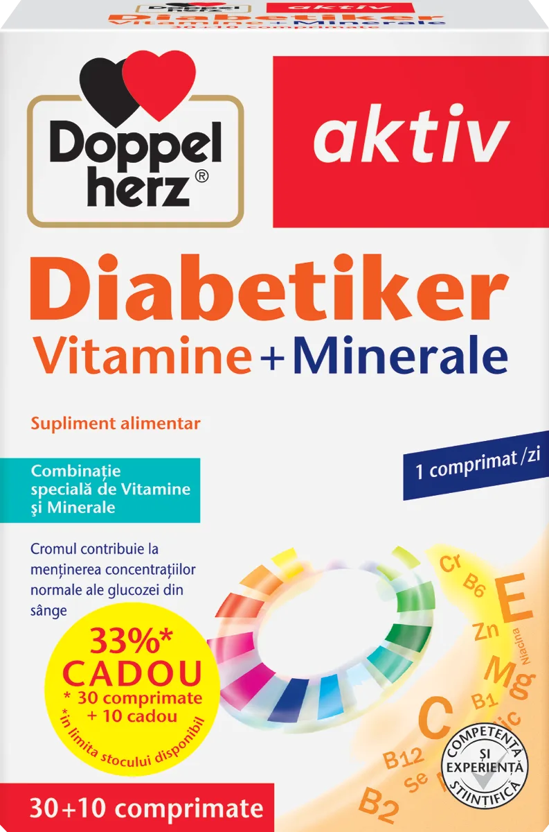 Vitamine si minerale Diabetiker Aktiv, 30 + 10 comprimate, Doppelherz — preț și oferte