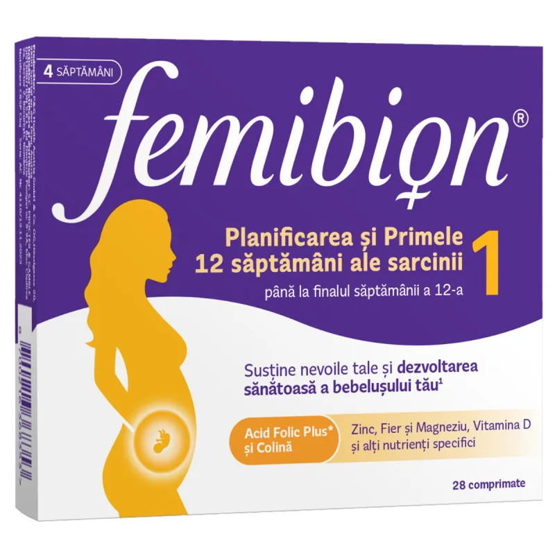 Femibion 1 Planificarea si Primele 12 Saptamani ale Sarcinii, 28 comprimate filmate — preț și oferte