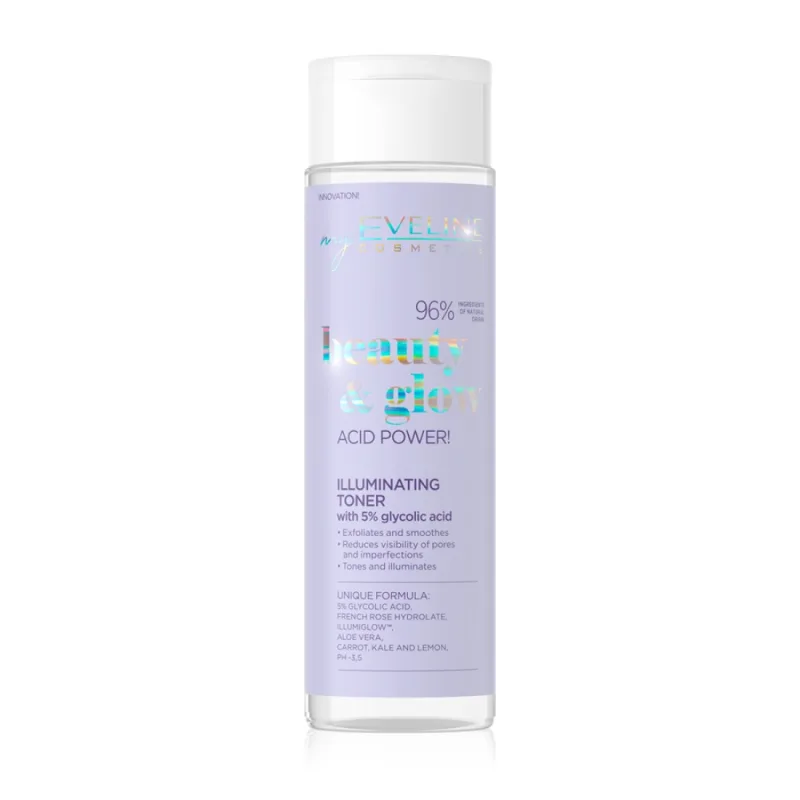 Toner pentru fata iluminator cu 5% acid glycolic, 200ml, Eveline Cosmetics — preț și oferte
