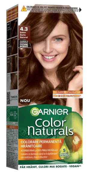 Vopsea de par permanenta Color Naturals 4.3 Saten Auriu Natural, 112ml, Garnier