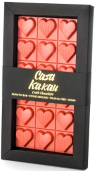 Ciocolata alba vegana cu capsuni si zmeura Love, 70g, Casa Kakau — preț și oferte