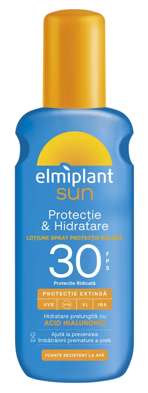 Lotiune spray cu protectie solara SPF30 Protectie & Hidratare Sun, 200ml, Elmiplant