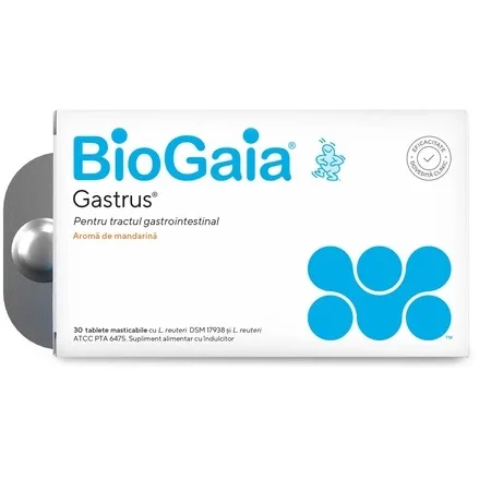 Gastrus pentru tractul intestinal cu aroma de mandarina, 30 comprimate masticabile, BioGaia — preț și oferte