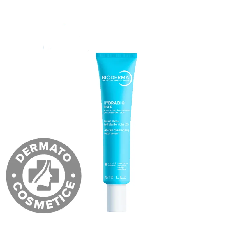 Crema intens hidratanta pe baza de apa cu efect 72h pentru piele deshidratata uscata si foarte uscata Hydrabio Riche, 40ml, Bioderma — preț și oferte