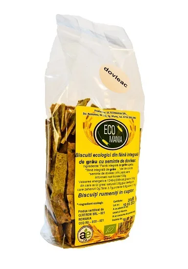 Biscuiti integrali cu seminte de dovleac, 200g, Ecomania — preț și oferte