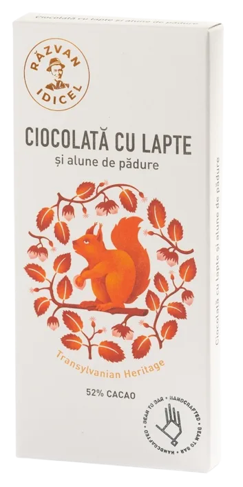 Ciocolata 54% cacao cu lapte si alune de padure, 80g, Razvan Idicel — preț și oferte