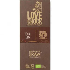 Ciocolata raw vegana 93% cacao Extra Dark, 70g, Lovechock