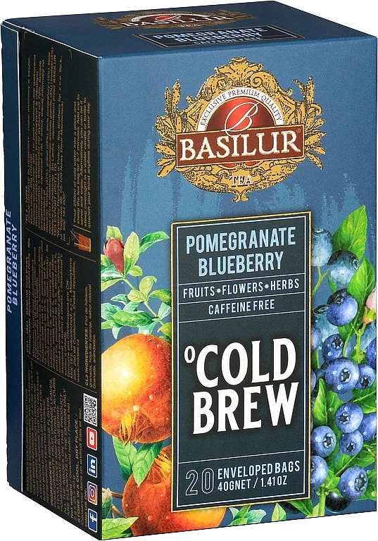 Ceai asortat Pomegranate & Blueberry, 20 plicuri, Basilur — preț și oferte