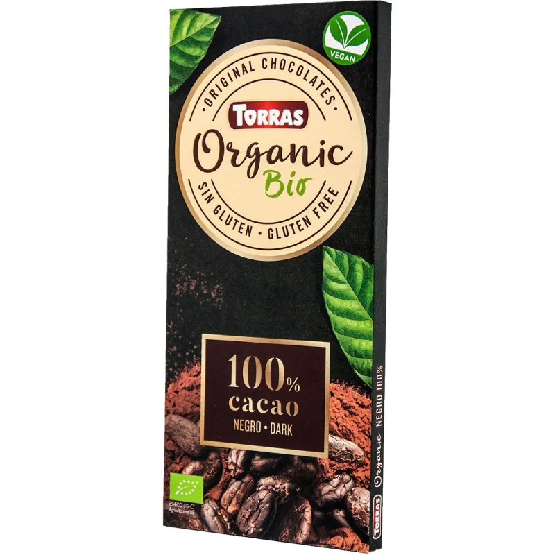 Ciocolata neagra fara zahar si gluten 100% cacao Organic Bio, 100g, Torras — preț și oferte