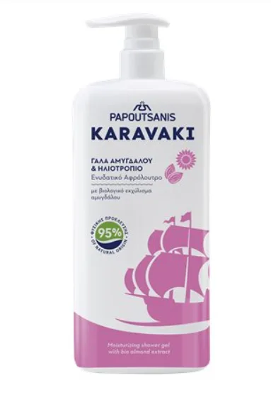 Gel de dus cu migdale si floarea soarelui, 750ml, Karavaki — preț și oferte