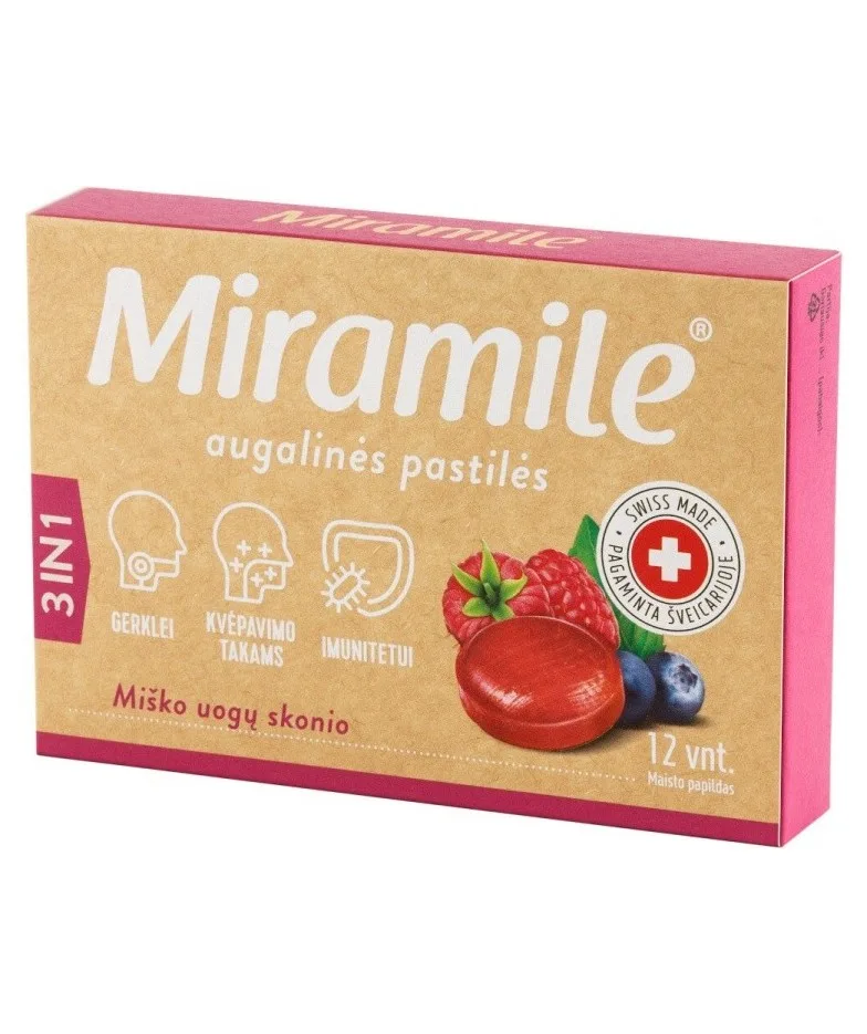 Dropsuri pentru gat cu fructe de padure, 12 capsule, Miramile — preț și oferte