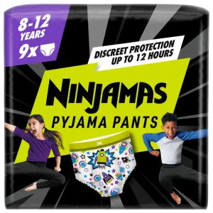 Scutece chilotel de noapte pentru baietei 8-12 ani, 9 bucati, Ninjamas