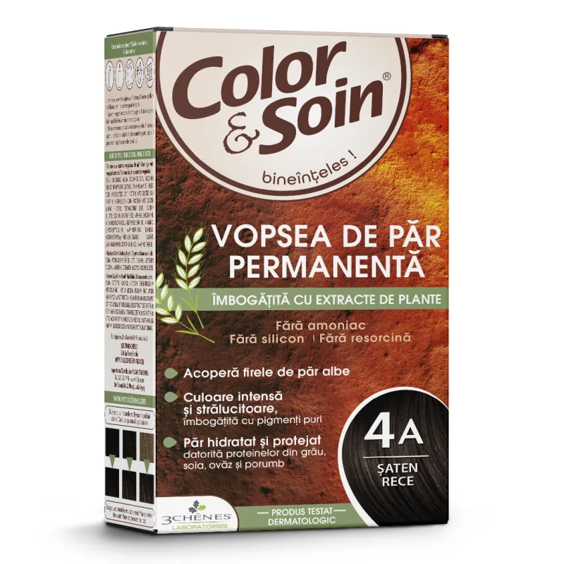 Vopsea de par fara amoniac, fara silicon, saten rece, 4A, Color&Soin COLOR SOIN — preț și oferte