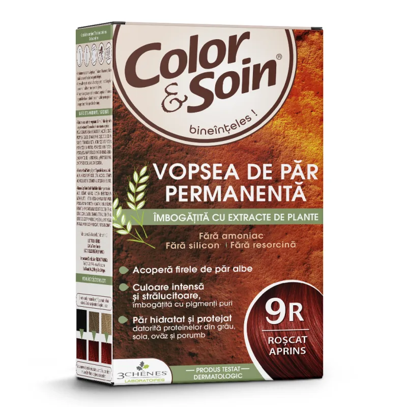 Vopsea de par fara amoniac, fara silicon, roscat aprins, 9R, Color&Soin COLOR SOIN — preț și oferte