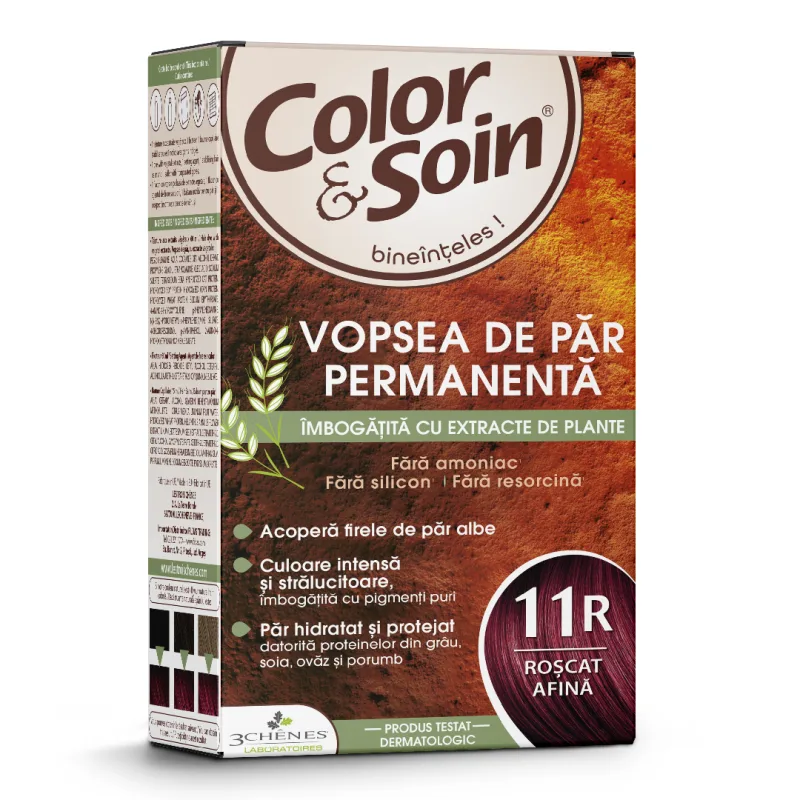 Vopsea de par fara amoniac, fara silicon, roscat afina, 11R, Color&Soin COLOR SOIN — preț și oferte