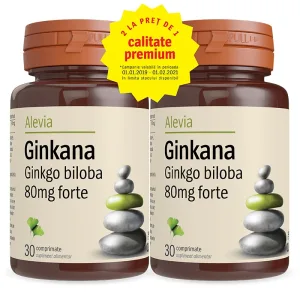 Alevia Pachet Ginkana Ginkgo Biloba 80mg forte 30 comprimate 1 + 1 Gratis