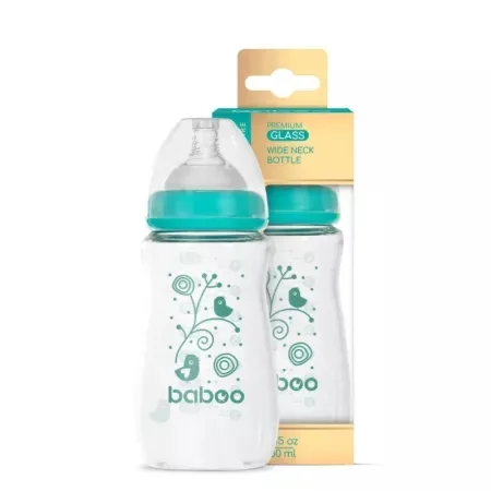 Biberon sticla anticolici, Gat larg, 3l+, 250ml, Baboo — preț și oferte