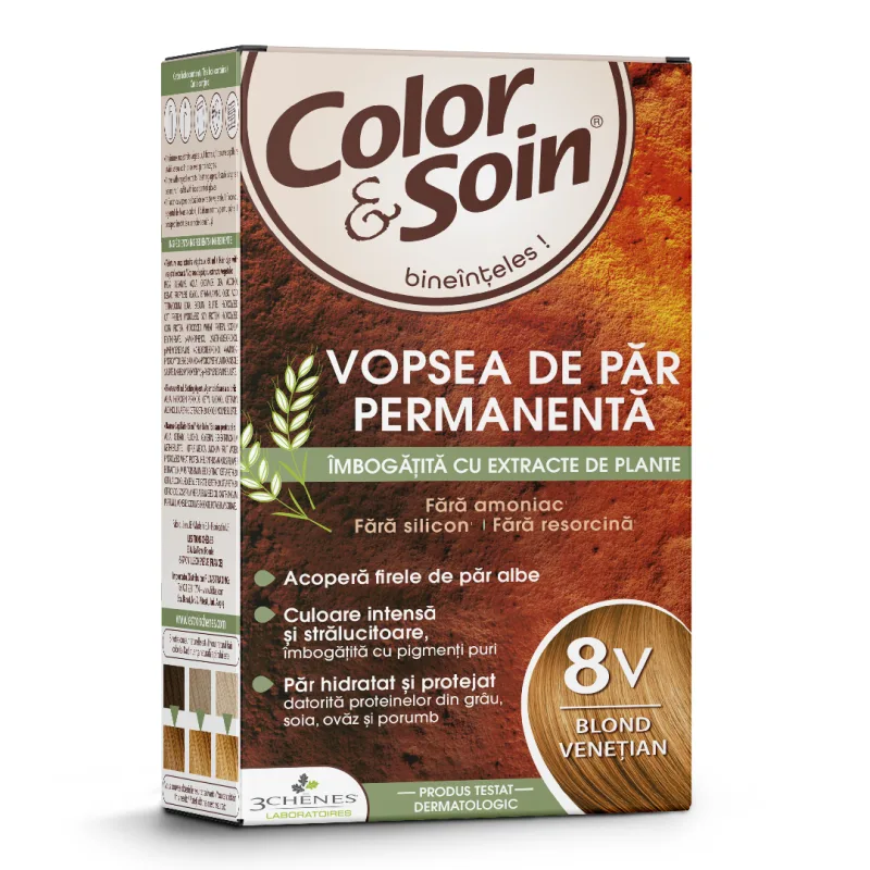 Vopsea de par fara amoniac, fara silicon, blond venetian, 8V Color&Soin COLOR SOIN — preț și oferte
