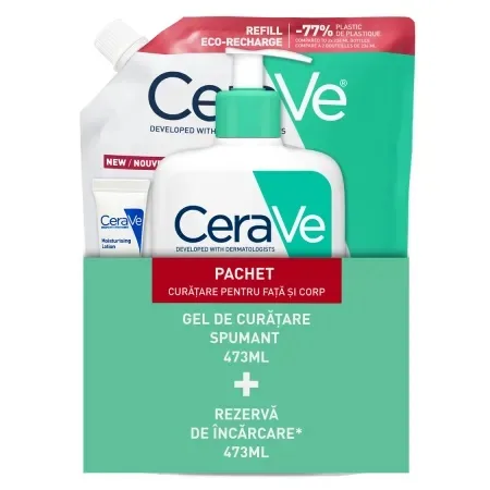 Pachet Gel spumant de curatare, 473ml + Rezerva Gel spumant de curatare, 473ml, CeraVe — preț și oferte