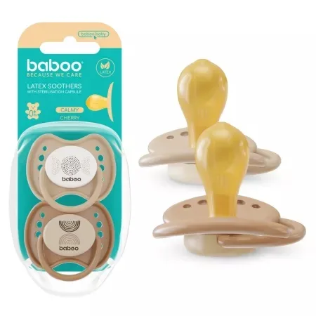 Suzeta rotunda din latex Calmy, Maro, 0 luni+, 2 bucati, Baboo — preț și oferte