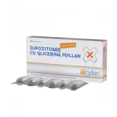 Supozitoare cu glicerina pentru adulti 2500mg, 12 bucati, Hyllan HYLLAN PHARMA — preț și oferte
