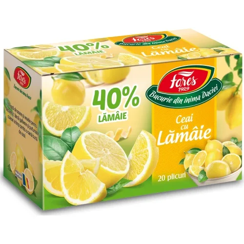 Ceai cu lamaie 40%, 20 plicuri, Fares — preț și oferte